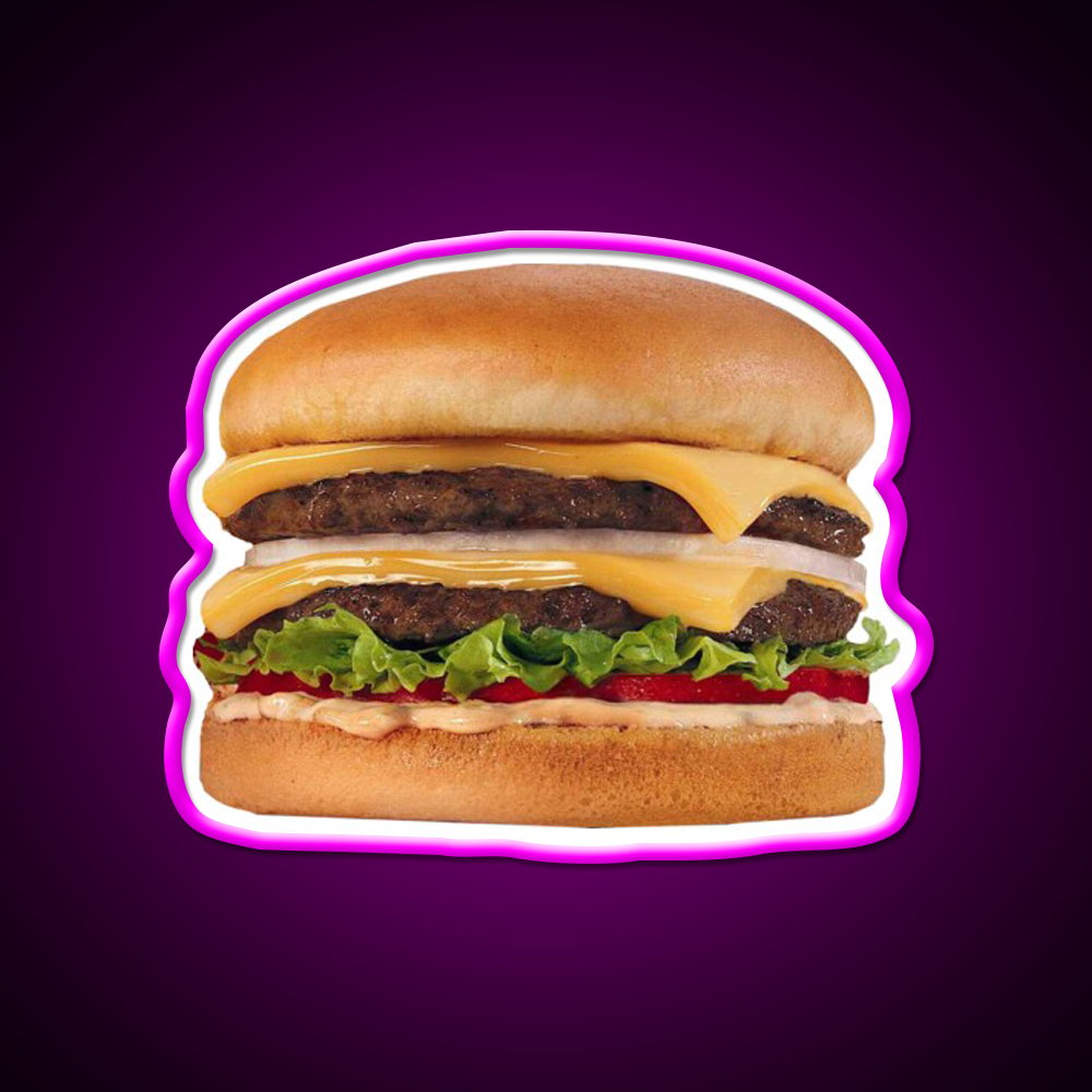 Hamburger Double Double Burger Fast Food Led Neon Sign For Burger Place Rgb Color