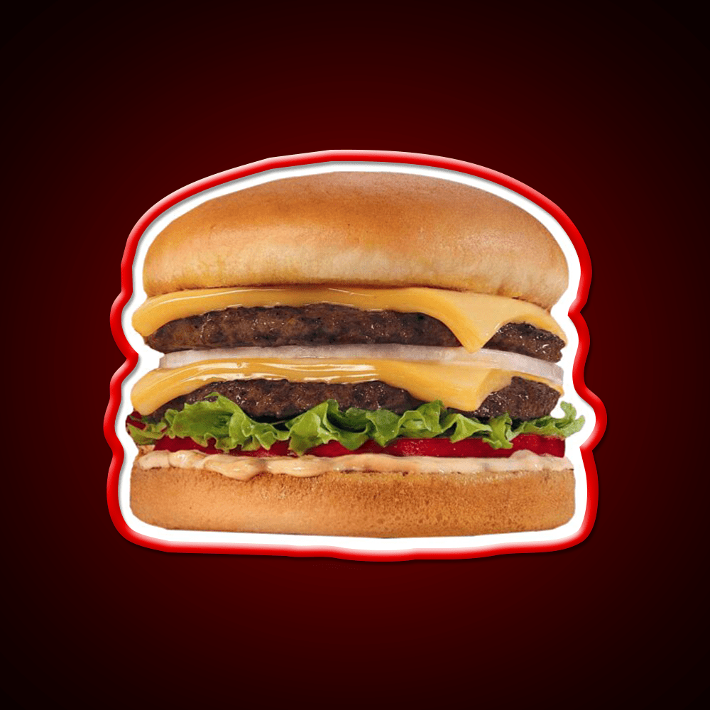 Hamburger Double Double Burger Fast Food Led Neon Sign For Burger Place Rgb Color - Shineneon