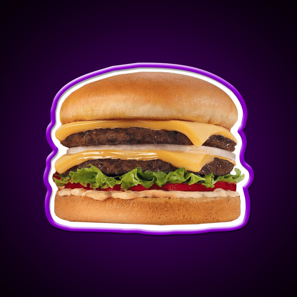 Hamburger Double Double Burger Fast Food Led Neon Sign For Burger Place Rgb Color - Shineneon