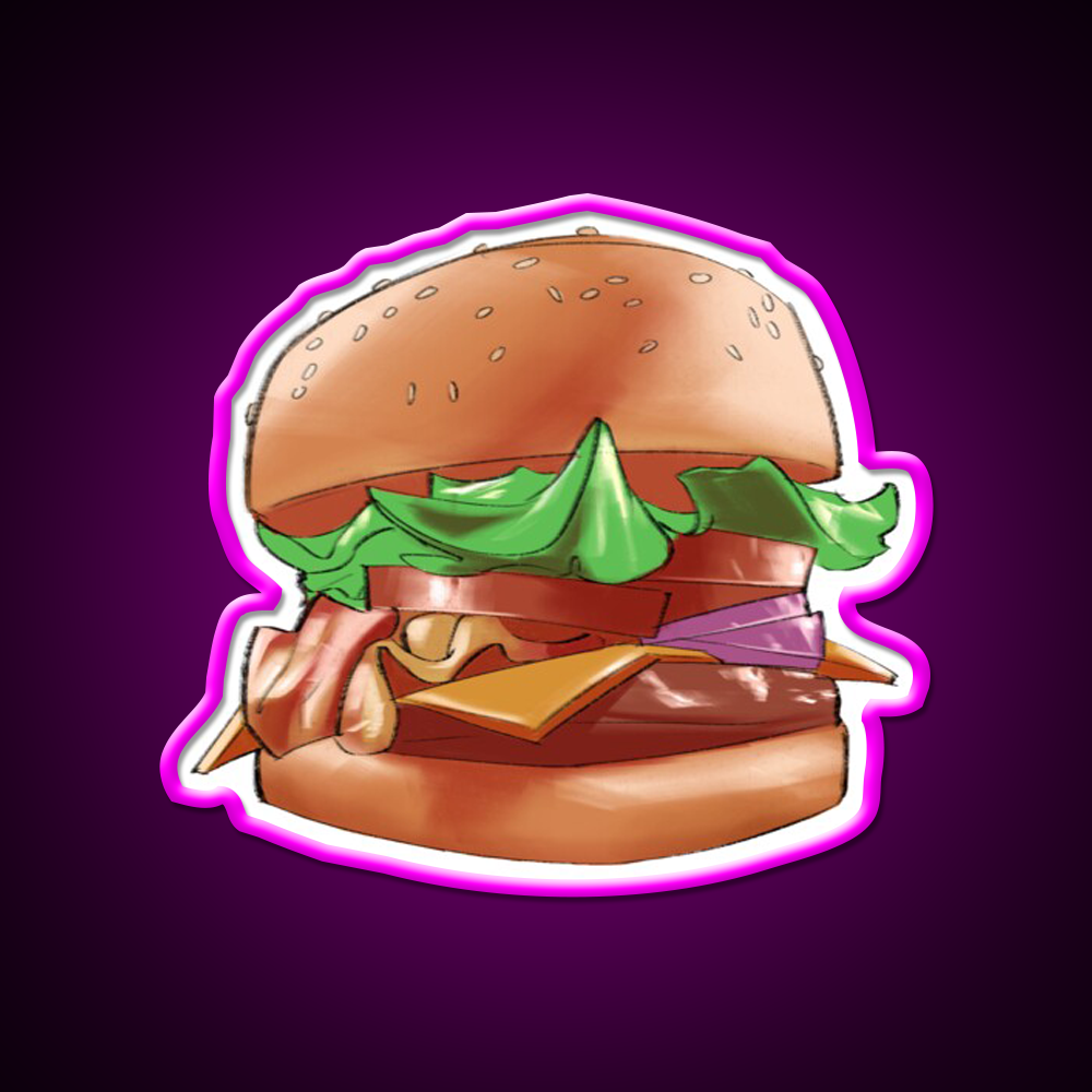 Hamburger Fast Food Led Neon Sign For Burger Place Wall Art Rgb Color