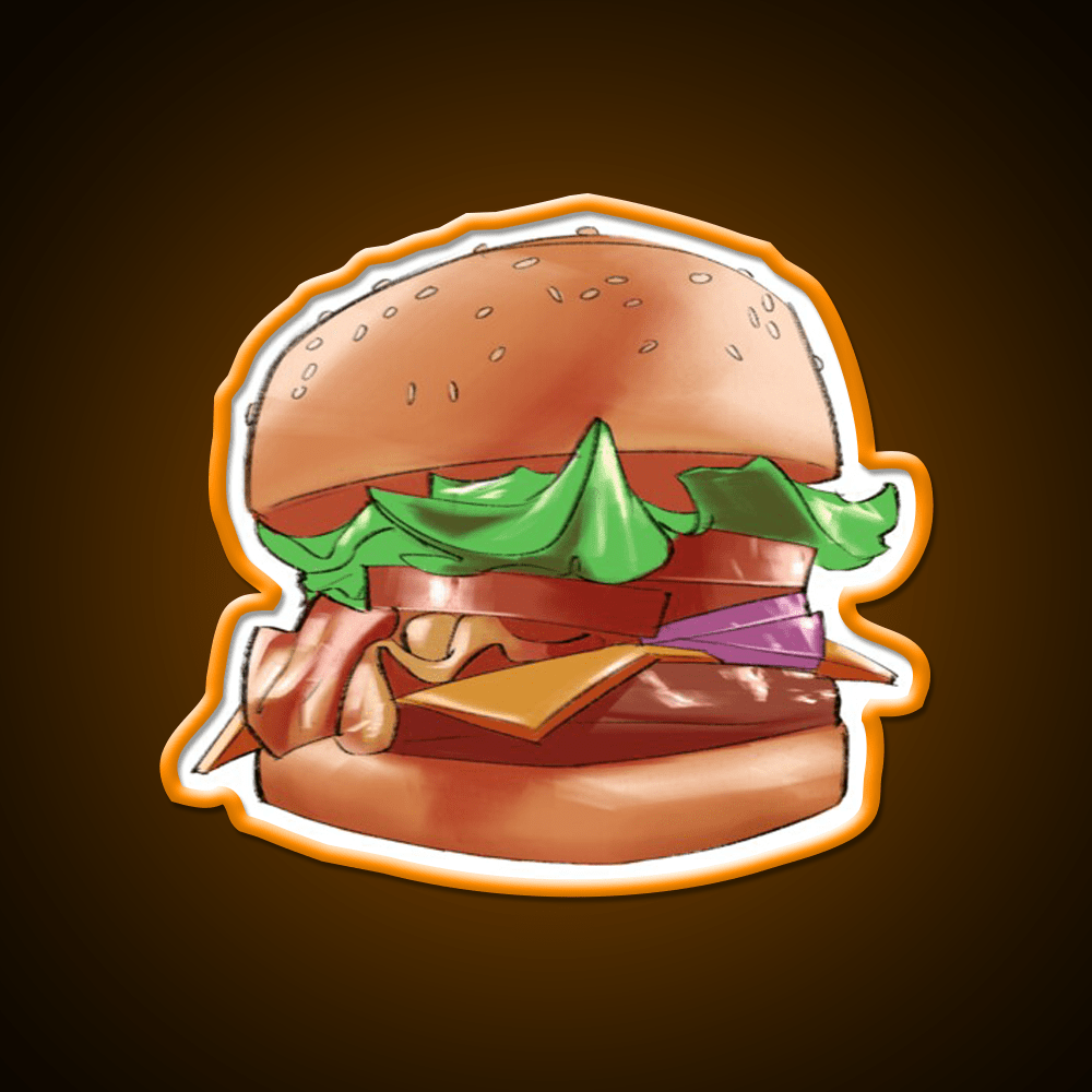 Hamburger Fast Food Led Neon Sign For Burger Place Wall Art Rgb Color - Shineneon