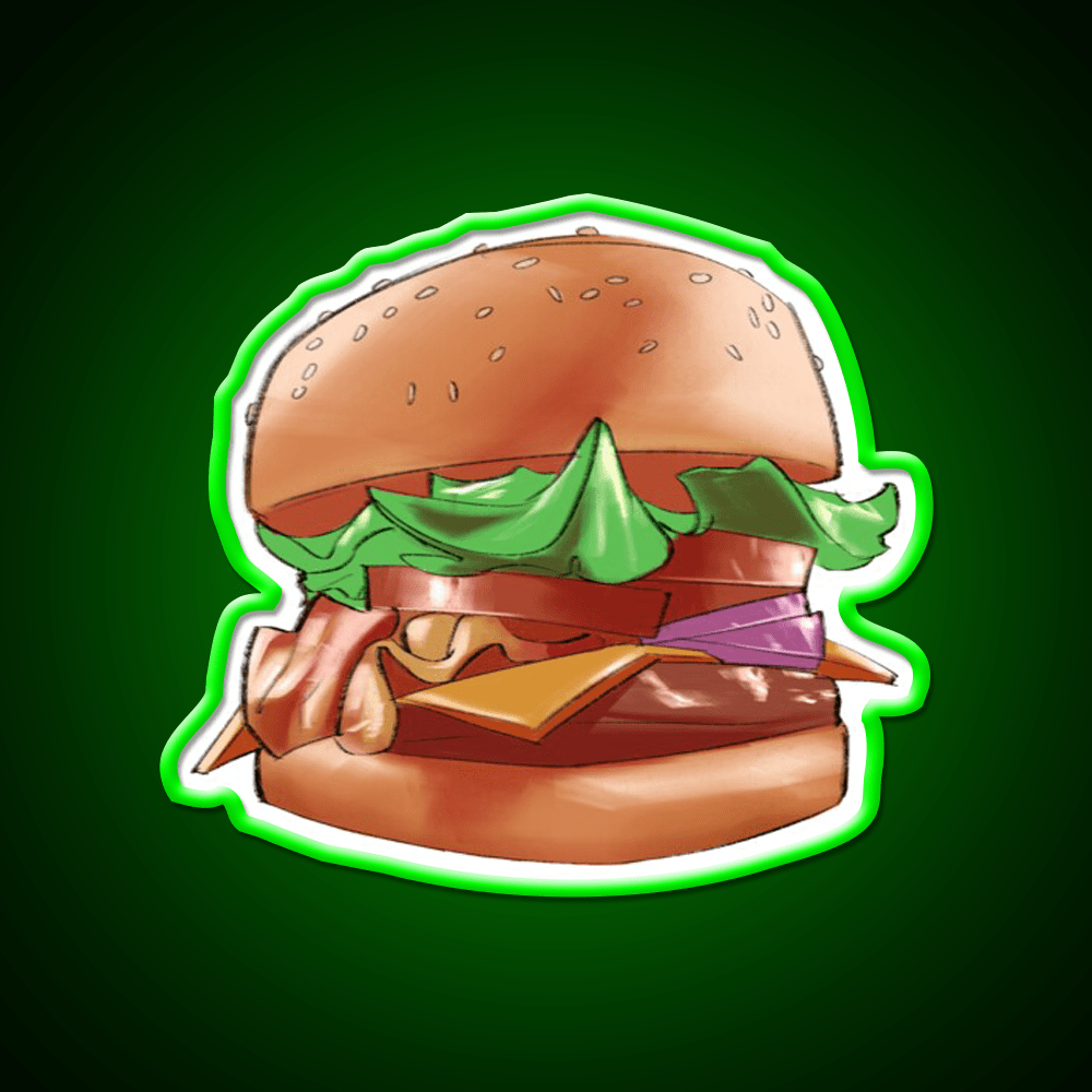 Hamburger Fast Food Led Neon Sign For Burger Place Wall Art Rgb Color - Shineneon