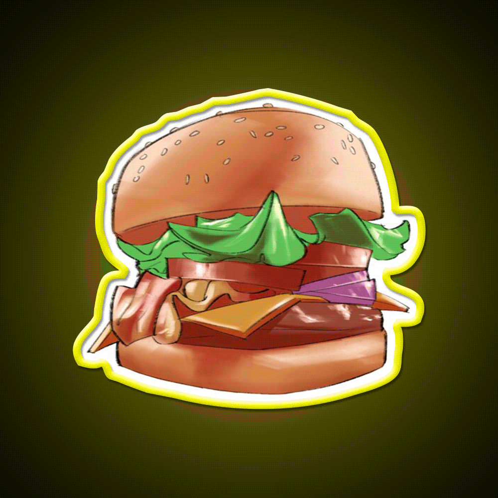 Hamburger Fast Food Led Neon Sign For Burger Place Wall Art Rgb Color