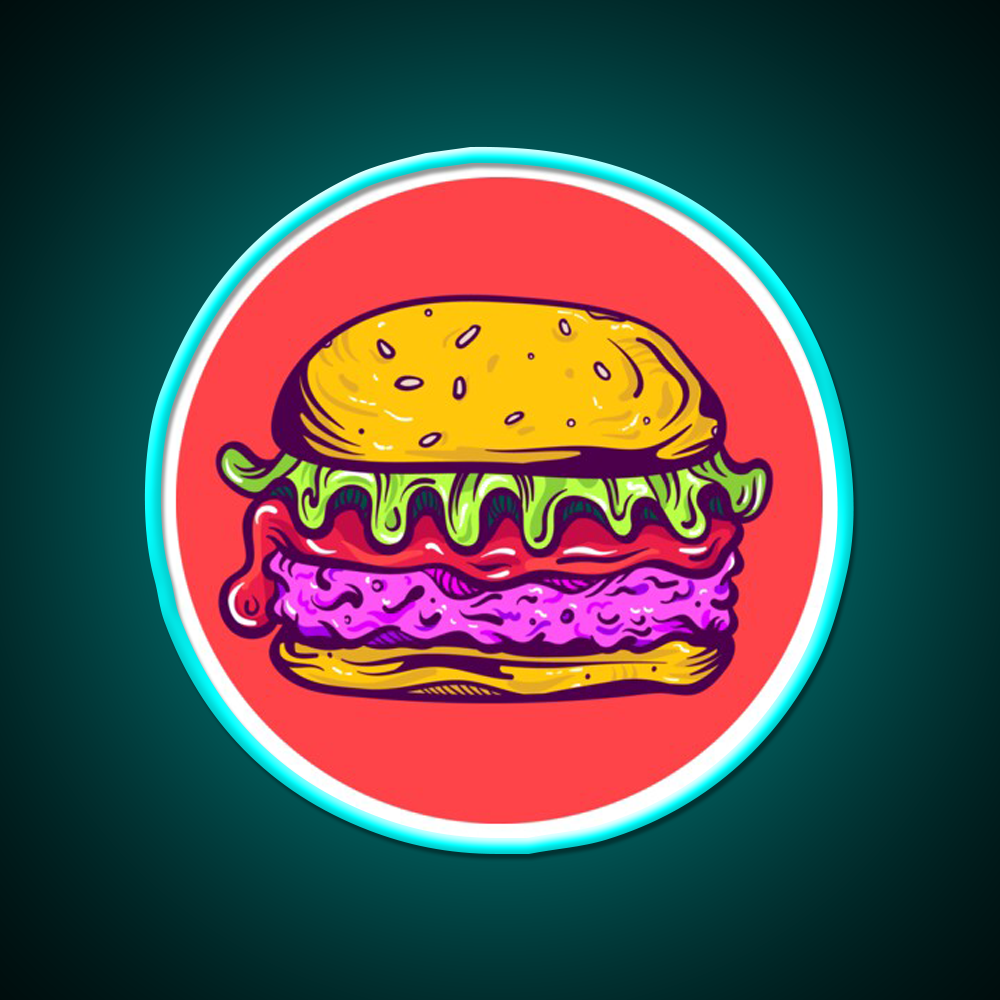 Hamburger Fast Food Led Neon Sign For Burger Place Wall Decor Rgb Color