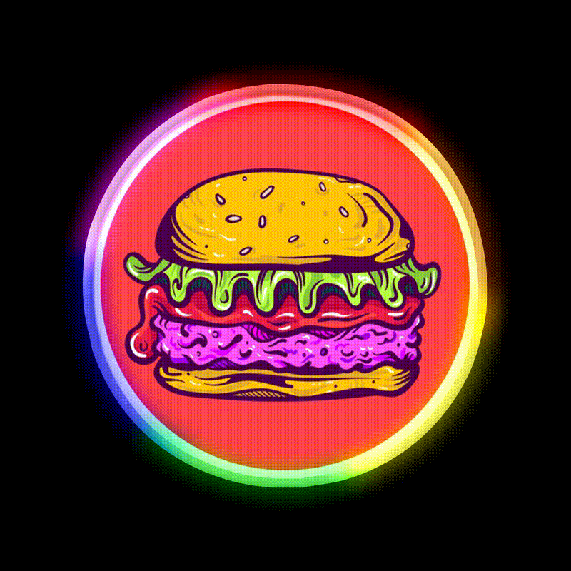 Hamburger Fast Food Led Neon Sign For Burger Place Wall Decor Rgb Color