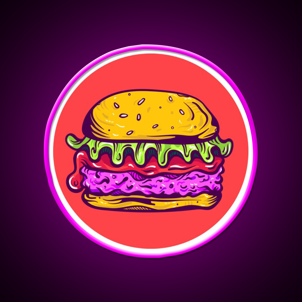 Hamburger Fast Food Led Neon Sign For Burger Place Wall Decor Rgb Color