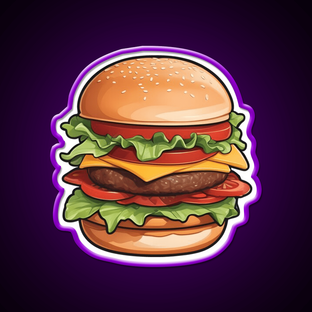 Hamburger Food Burger Fast Food Led Neon Sign For Burger Place Rgb Color - Shineneon