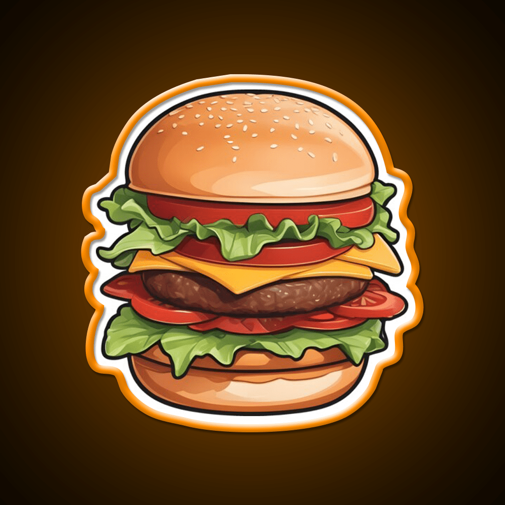 Hamburger Food Burger Fast Food Led Neon Sign For Burger Place Rgb Color - Shineneon