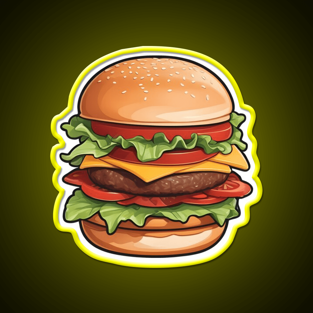 Hamburger Food Burger Fast Food Led Neon Sign For Burger Place Rgb Color - Shineneon