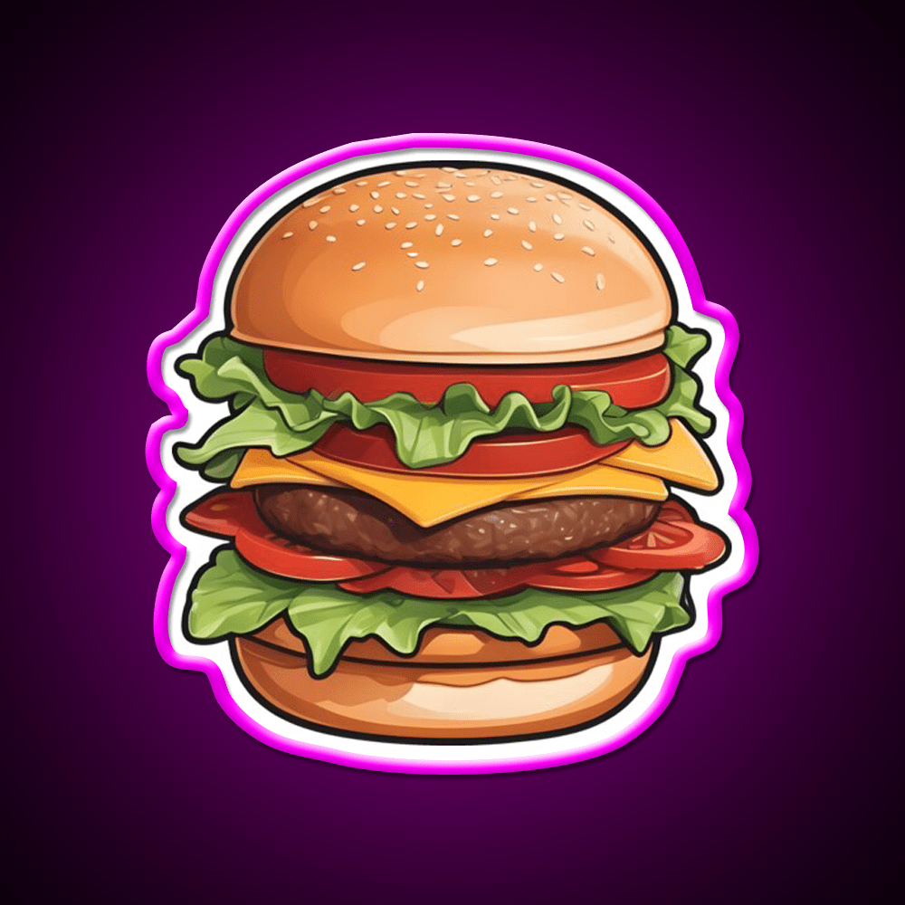 Hamburger Food Burger Fast Food Led Neon Sign For Burger Place Rgb Color - Shineneon