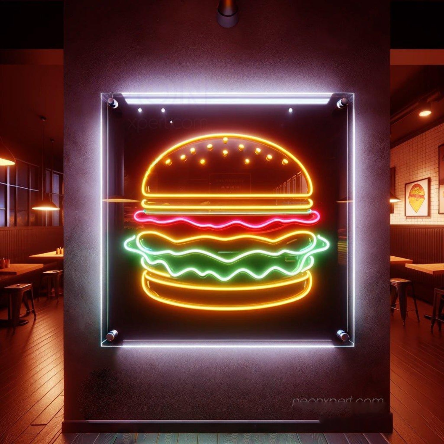 Hamburger Layered Led Neon Sign For Fast Food Shop Outdoor Decor | Shineneon