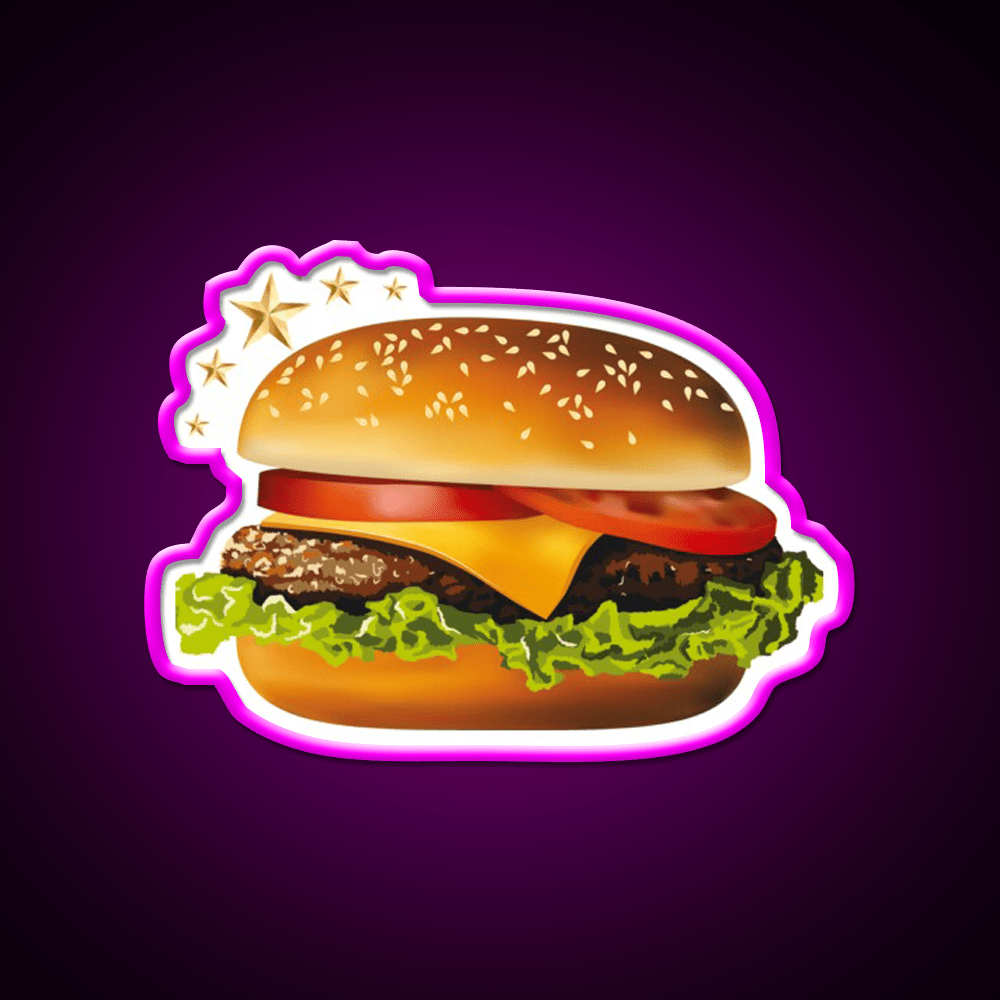 Hamburger Neon Sign Fast Food Led Neon Sign For Burger Place Rgb Color - Shineneon