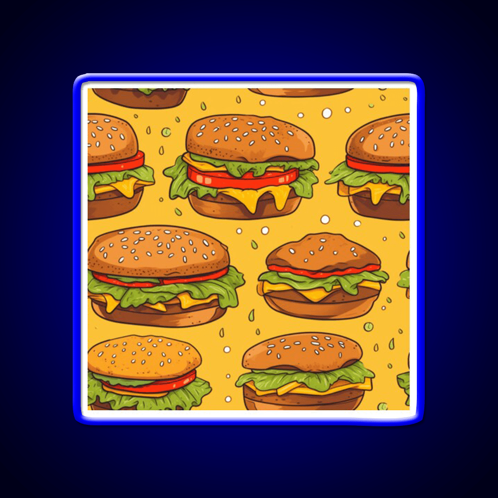 Hamburgers Texture Fast Food Led Neon Sign For Burger Place Rgb Color - Shineneon