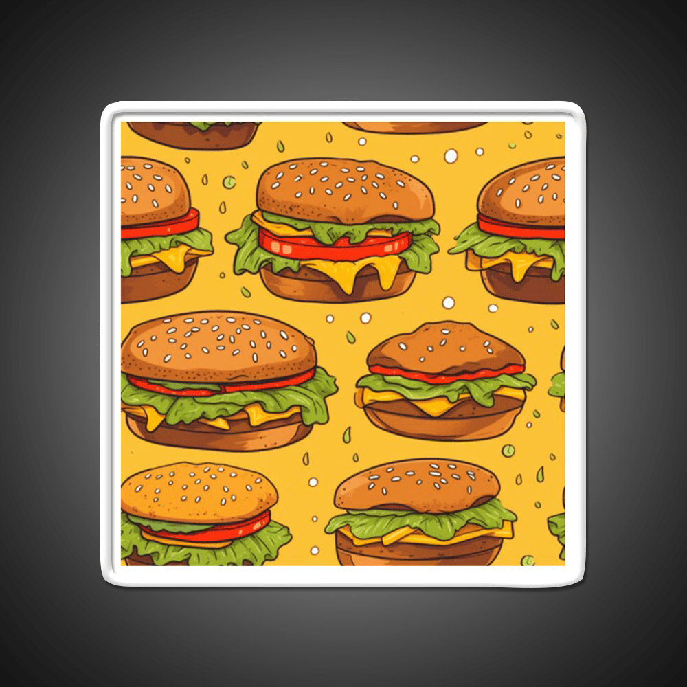 Hamburgers Texture Fast Food Led Neon Sign For Burger Place Rgb Color - Shineneon