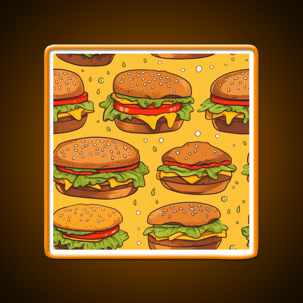 Hamburgers Texture Fast Food Led Neon Sign For Burger Place Rgb Color - Shineneon