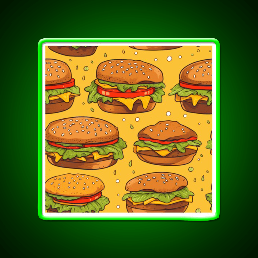 Hamburgers Texture Fast Food Led Neon Sign For Burger Place Rgb Color - Shineneon
