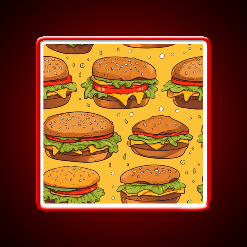 Hamburgers Texture Fast Food Led Neon Sign For Burger Place Rgb Color - Shineneon