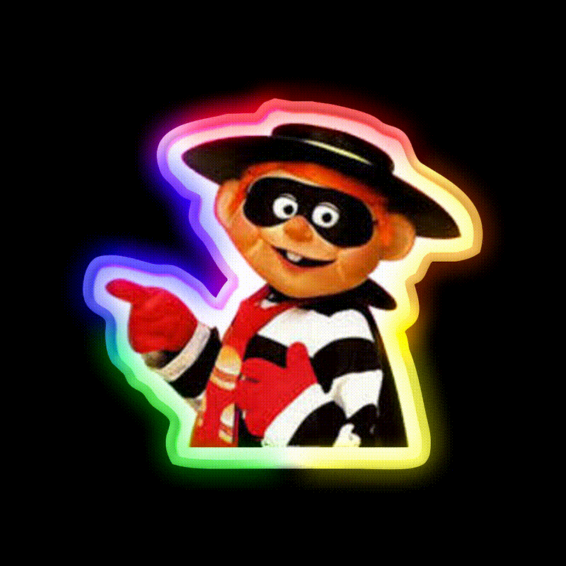 Hamburglar Fast Food Led Neon Sign For Burger Place Rgb Color - LED neon sign close-up detail