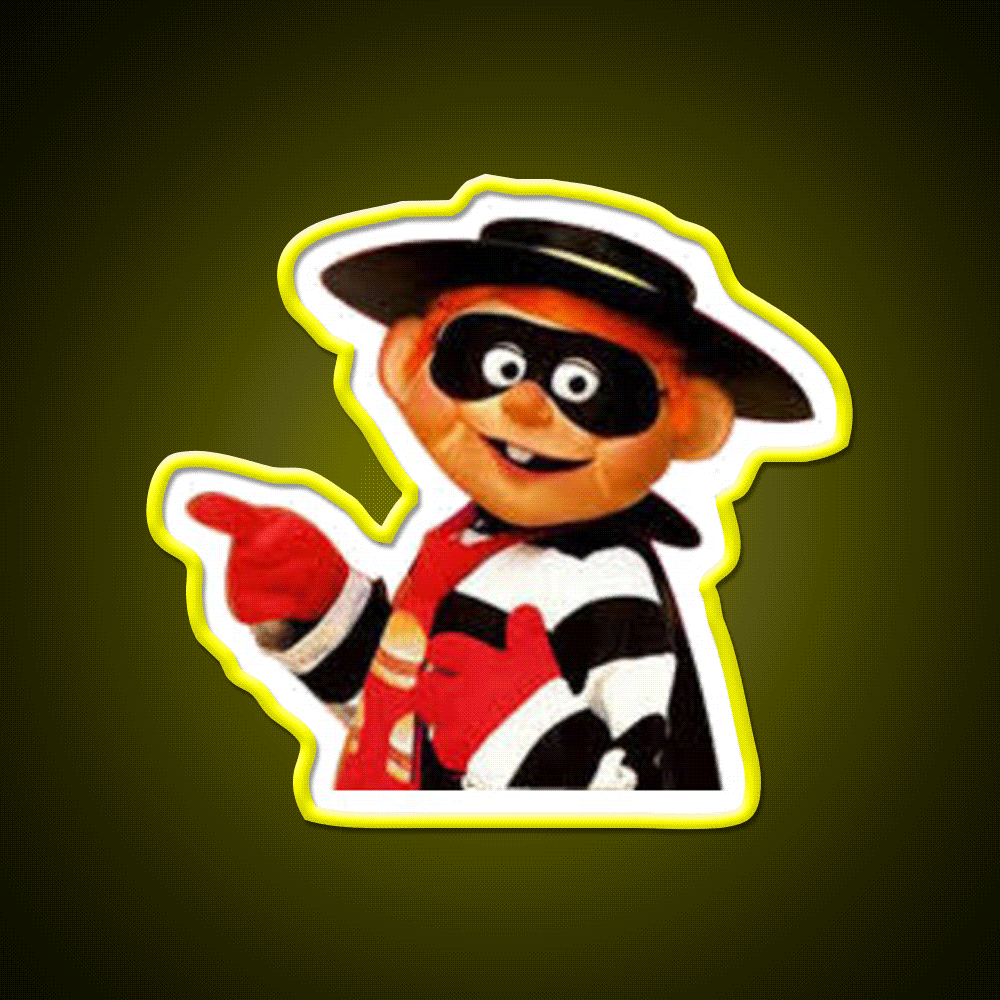 Hamburglar Fast Food Led Neon Sign For Burger Place Rgb Color - Custom LED neon sign front view