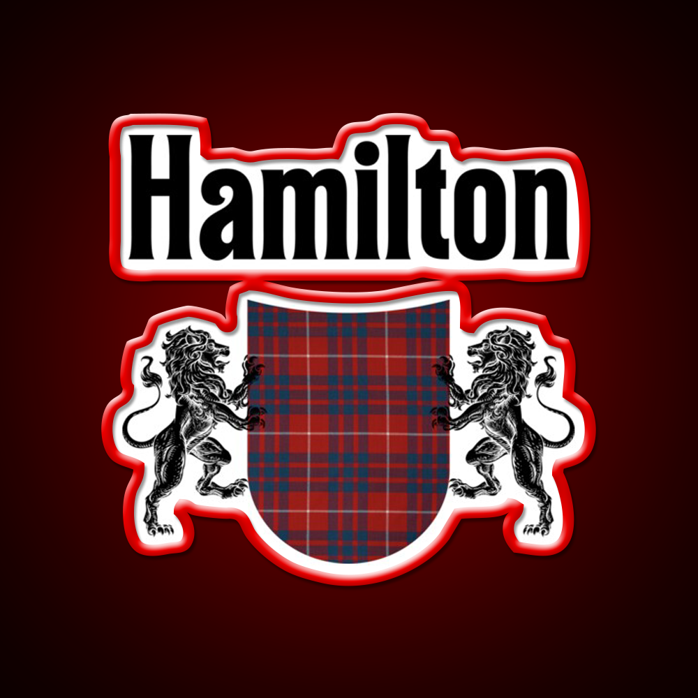 Hamilton Clan Scottish Coat Of Arms Tartan Whiskey Drink Bar Led Neon Sign Rgb Color
