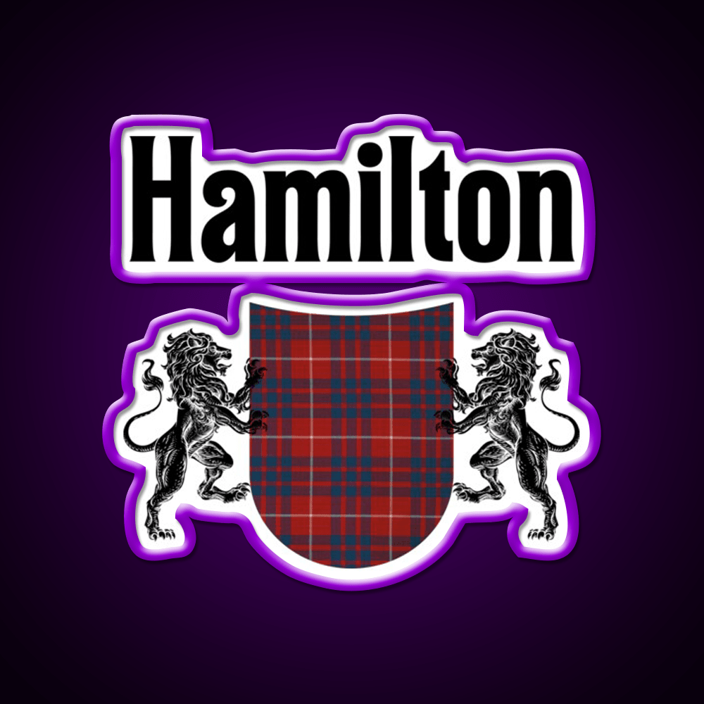 Hamilton Clan Scottish Coat Of Arms Tartan Whiskey Drink Bar Led Neon Sign Rgb Color - Shineneon