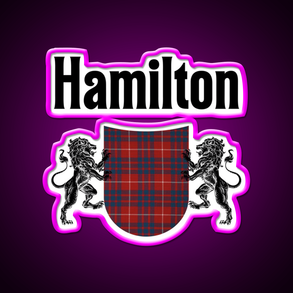 Hamilton Clan Scottish Coat Of Arms Tartan Whiskey Drink Bar Led Neon Sign Rgb Color - Shineneon