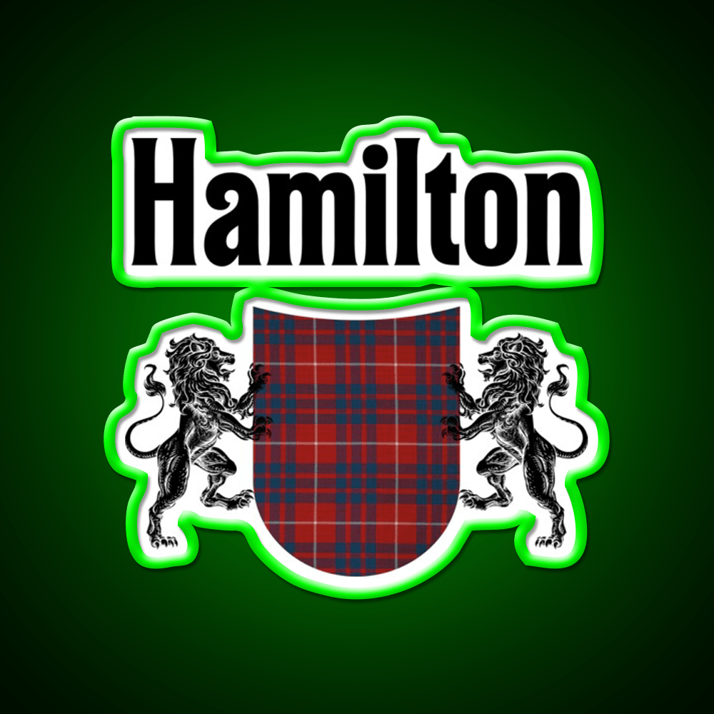 Hamilton Clan Scottish Coat Of Arms Tartan Whiskey Drink Bar Led Neon Sign Rgb Color - Shineneon