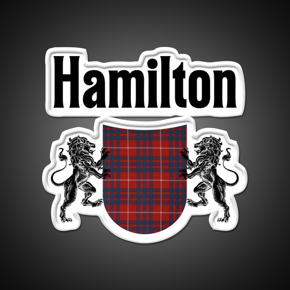 Hamilton Clan Scottish Coat Of Arms Tartan Whiskey Drink Bar Led Neon Sign Rgb Color