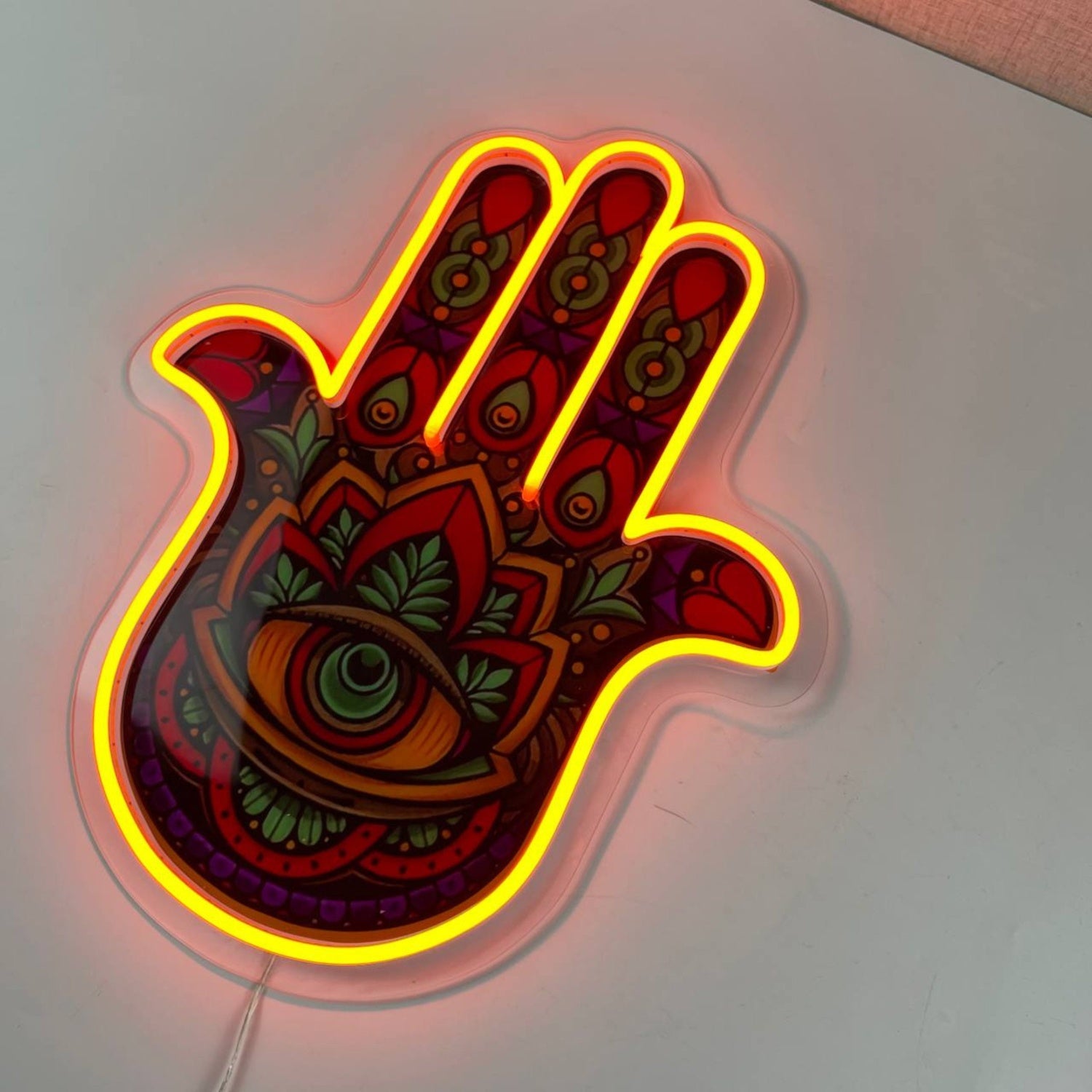 Hamsa Hand Decal Printed Led Neon Sign | Shineneon