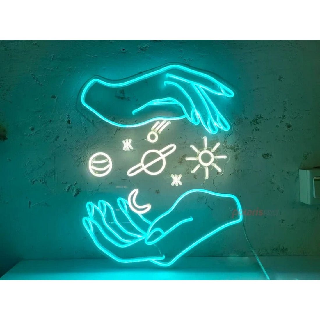 Hand And Galaxy Led Sign Business Neon Sign - Shineneon