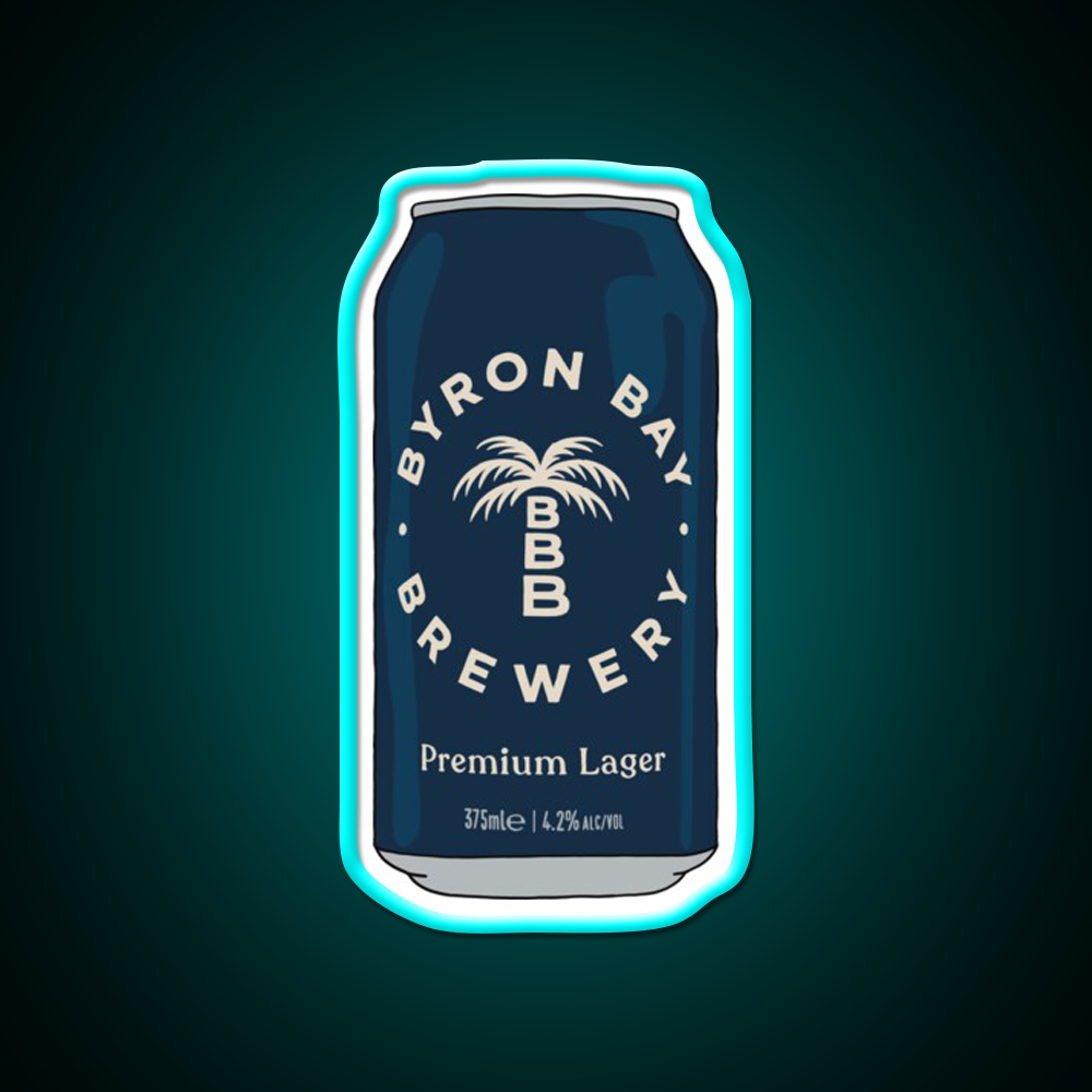 Hand Drawn Byron Bay Premium Can Beer Bar Decor Led Neon Sign Rgb Color - Size and dimension reference