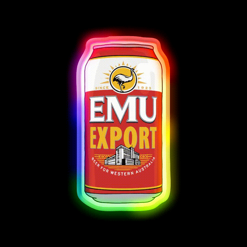 Hand Drawn Emu Export Can Beer Bar Decor Led Neon Sign Rgb Color - LED neon sign close-up detail