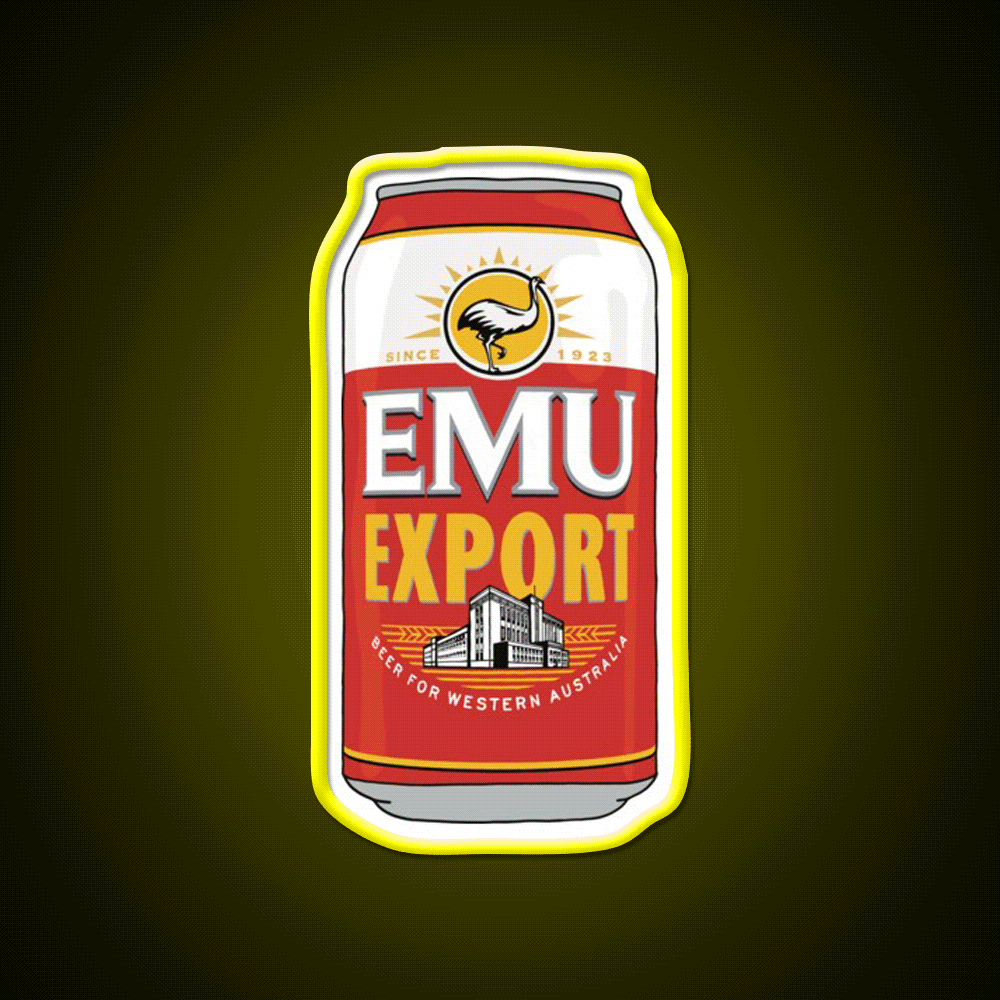 Hand Drawn Emu Export Can Beer Bar Decor Led Neon Sign Rgb Color - Custom LED neon sign front view