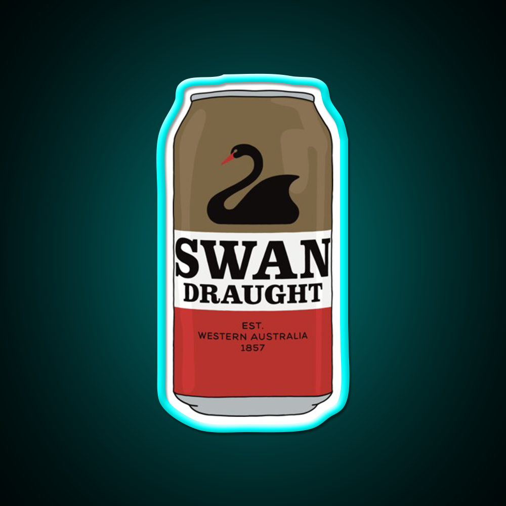 Hand Drawn Swan Draught Can Beer Bar Decor Led Neon Sign Rgb Color - Size and dimension reference