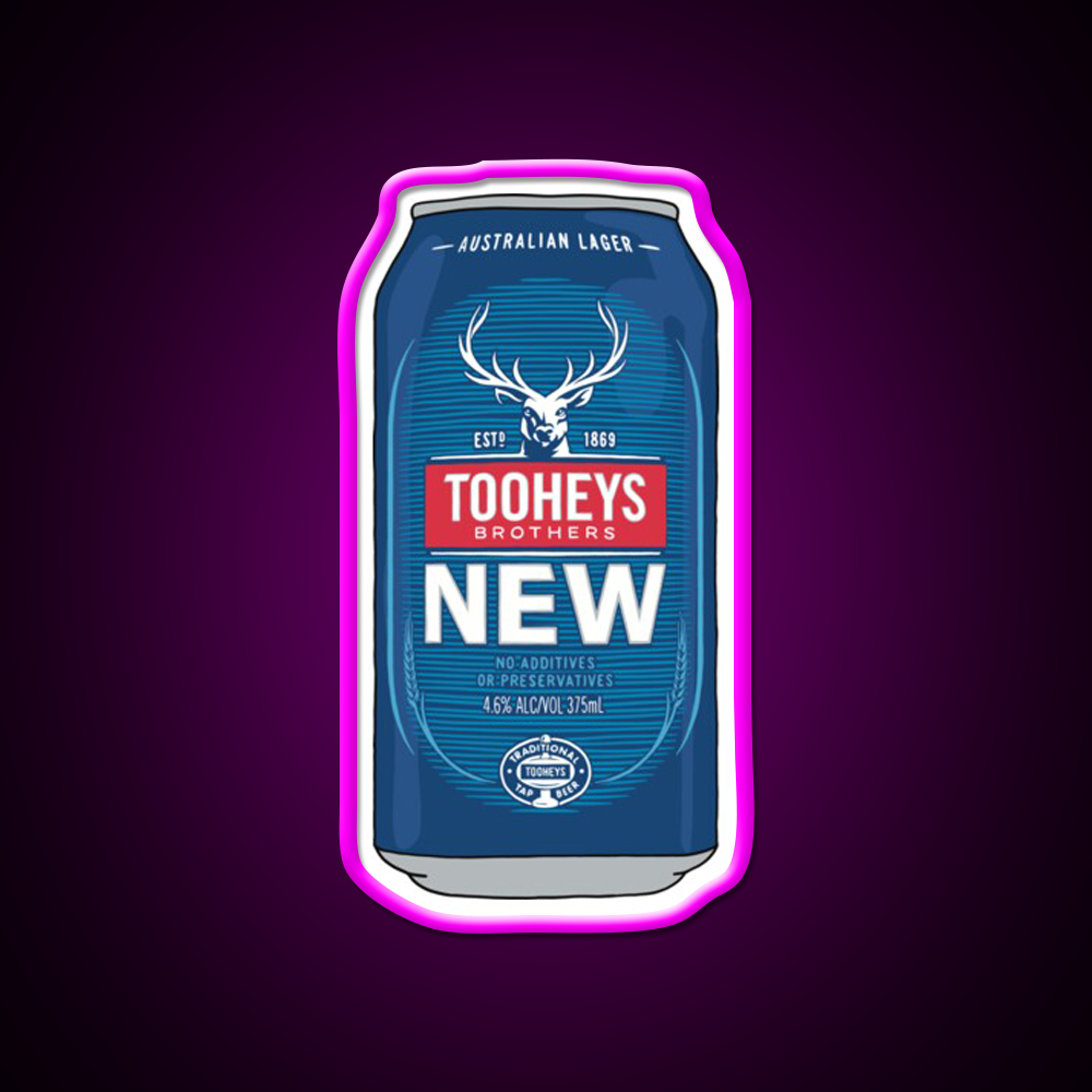 Hand Drawn Tooheys New Can Beer Bar Decor Led Neon Sign Rgb Color - Neon sign mounted on wall in room