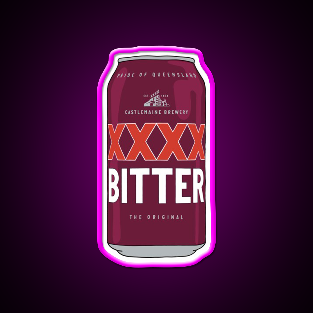 Hand Drawn Xxxx Bitter Can Beer Bar Decor Led Neon Sign Rgb Color - Neon sign mounted on wall in room