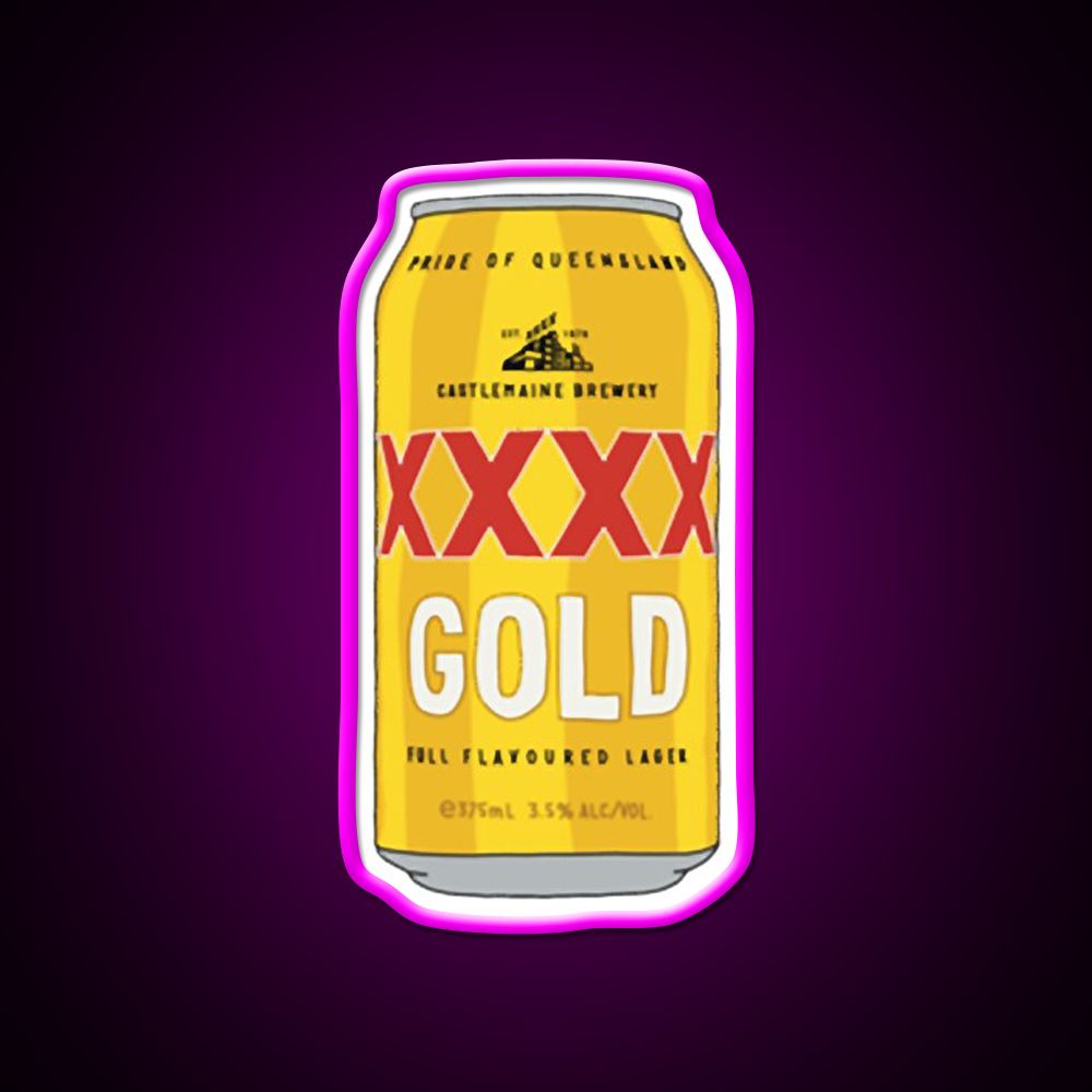 Hand Drawn Xxxx Gold Can Beer Bar Decor Led Neon Sign Wall Art Rgb Color - Neon sign mounted on wall in room