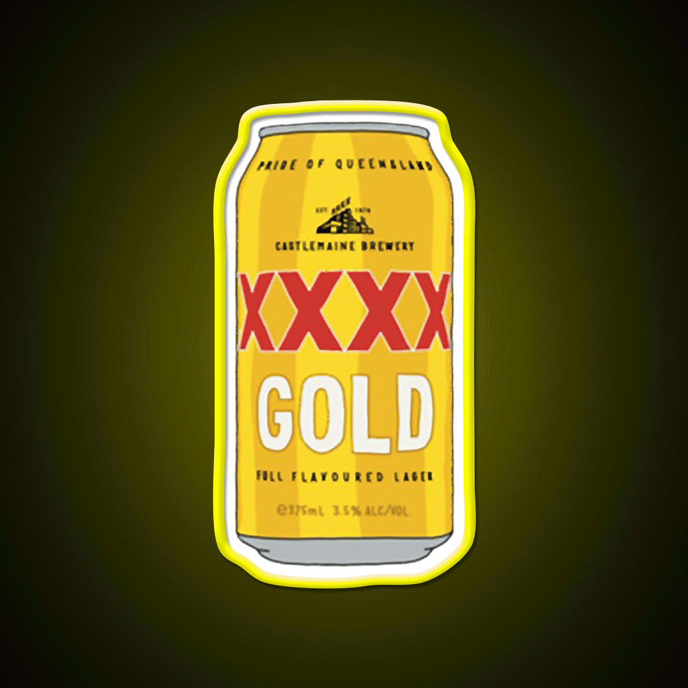 Hand Drawn Xxxx Gold Can Beer Bar Decor Led Neon Sign Wall Art Rgb Color - Custom LED neon sign front view