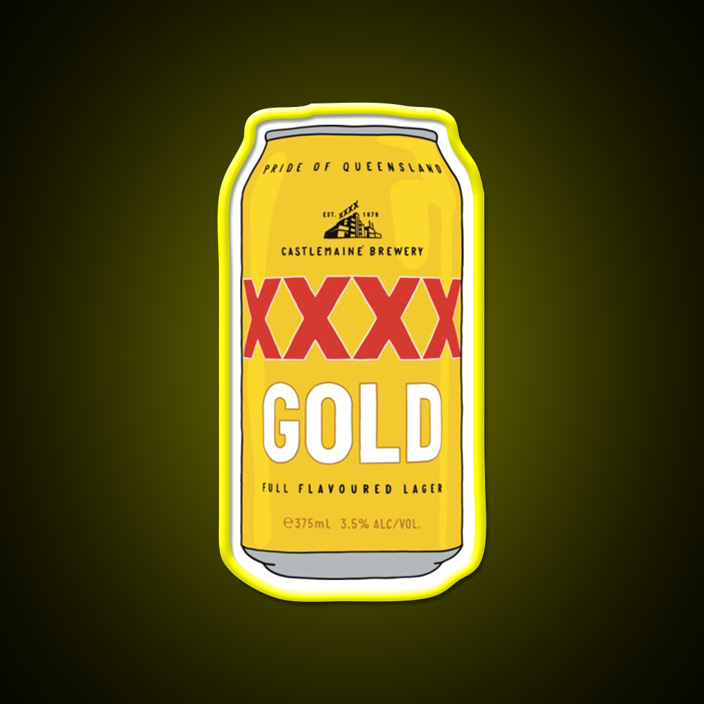 Hand Drawn Xxxx Gold Can Beer Bar Decor Led Neon Sign Rgb Color