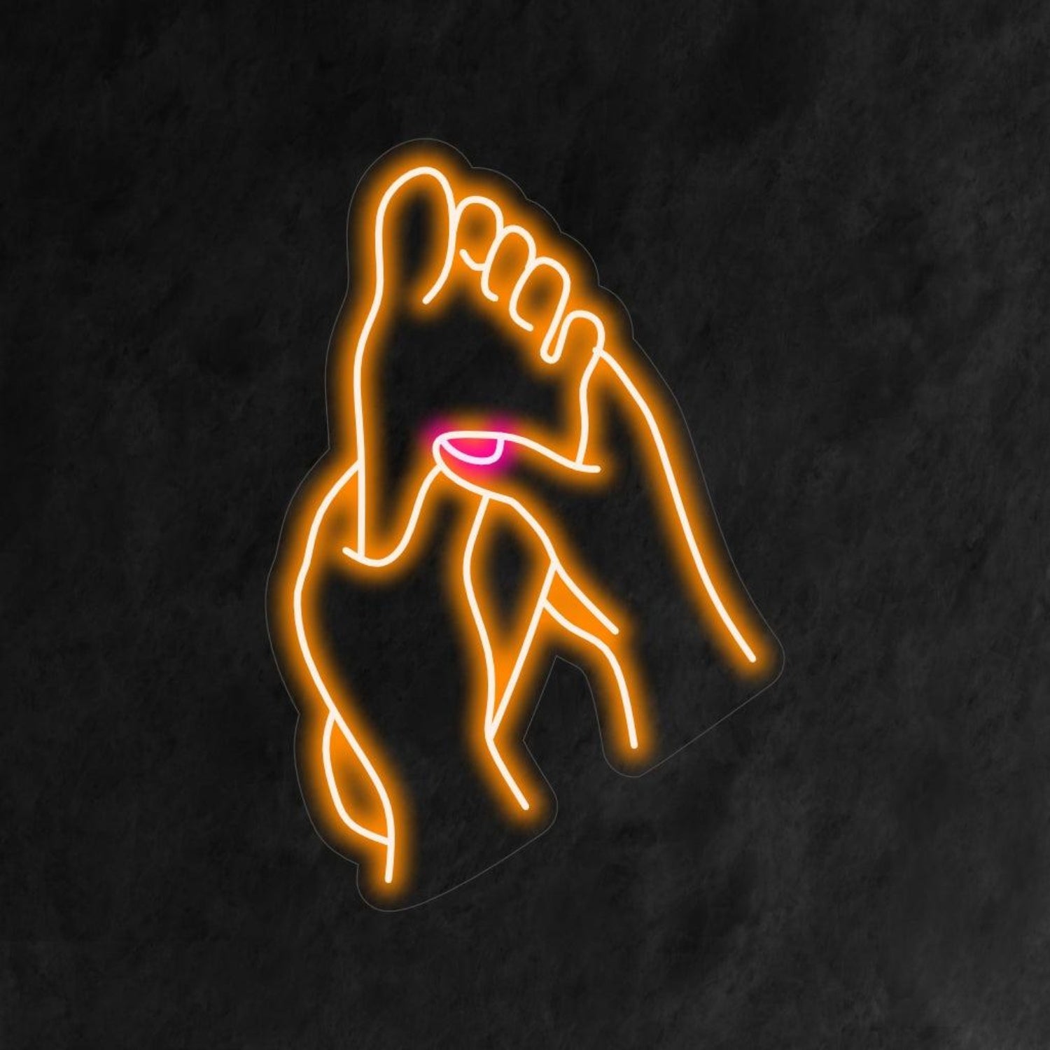 Hand-Foot Orange-Pink Led Neon Sign For Massage Shop Decor | Shineneon