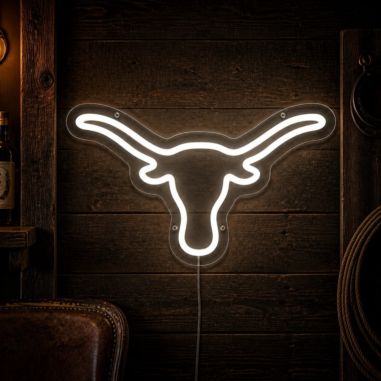 Hand Held Longhorn Skull Vintage LED Neon Sign high-converting product image