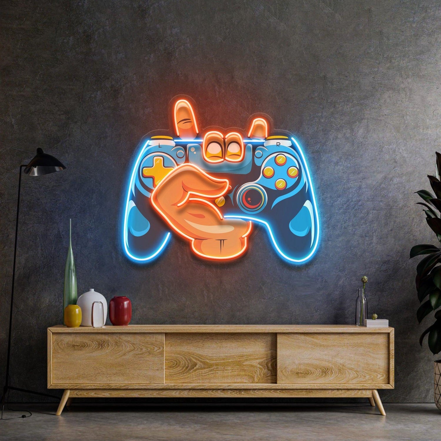Hand-Holding Game Uv Printed Led Neon Sign For Gaming Room Decor | Shineneon