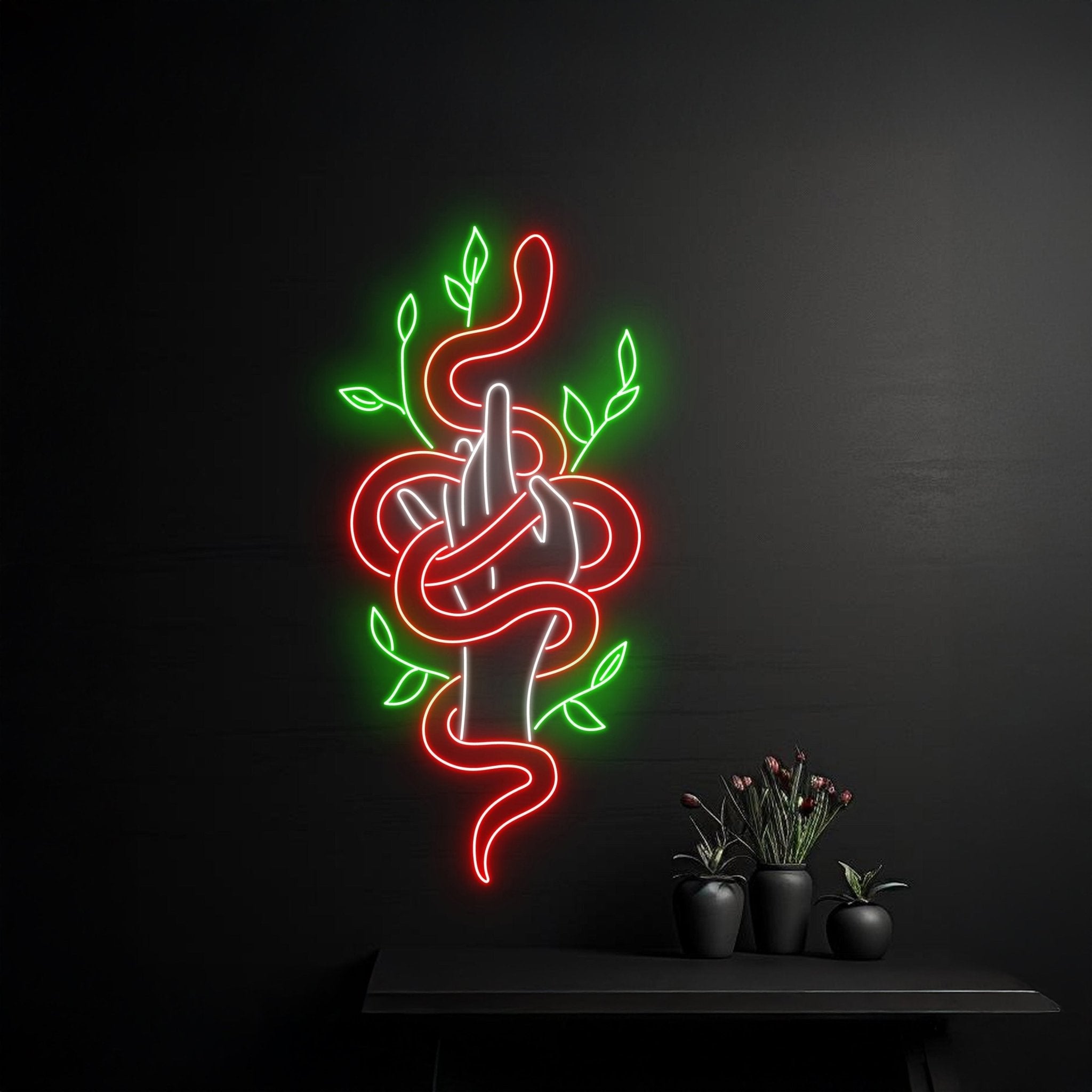 Hand Holding Snake Neon Light Room Wall Art Decor - Shineneon