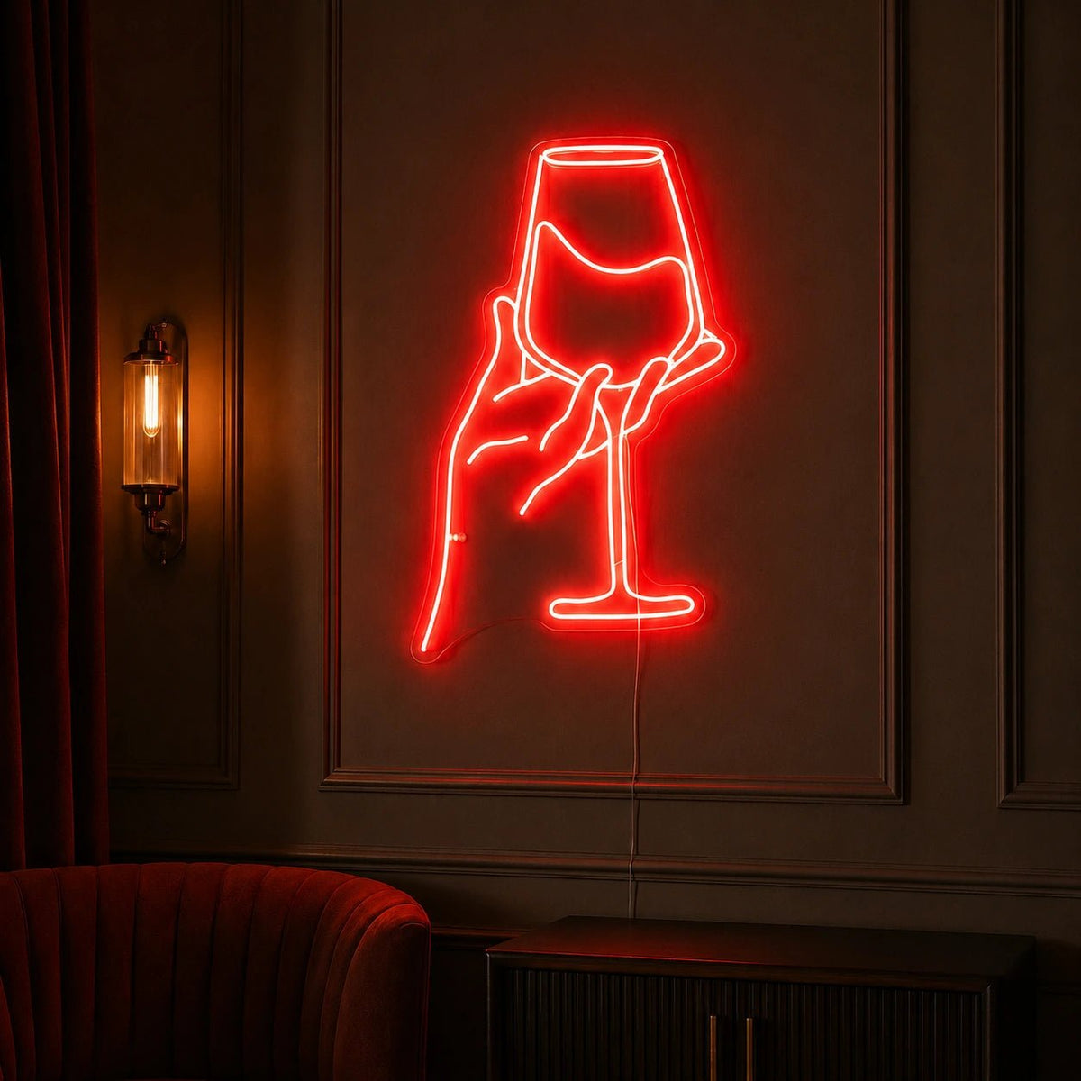 Hand Holding Wine Glass LED Neon Sign - Shineneon