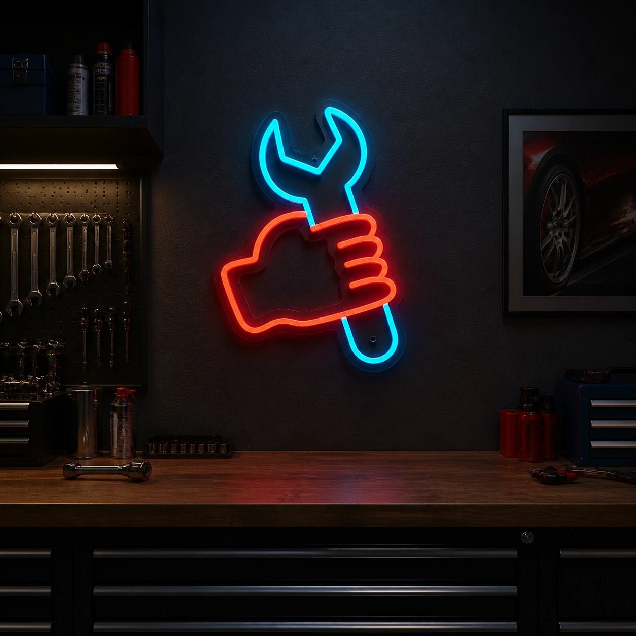 Hand Holding Wrench Vintage LED Neon Sign - Shineneon