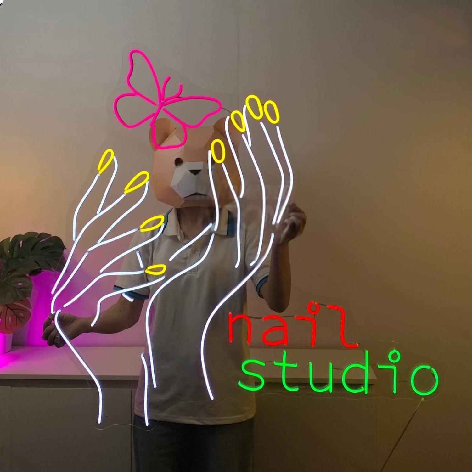 Hand Nail Butterfly Led Neon Sign Nail Salon Led Neon Sign | Shineneon
