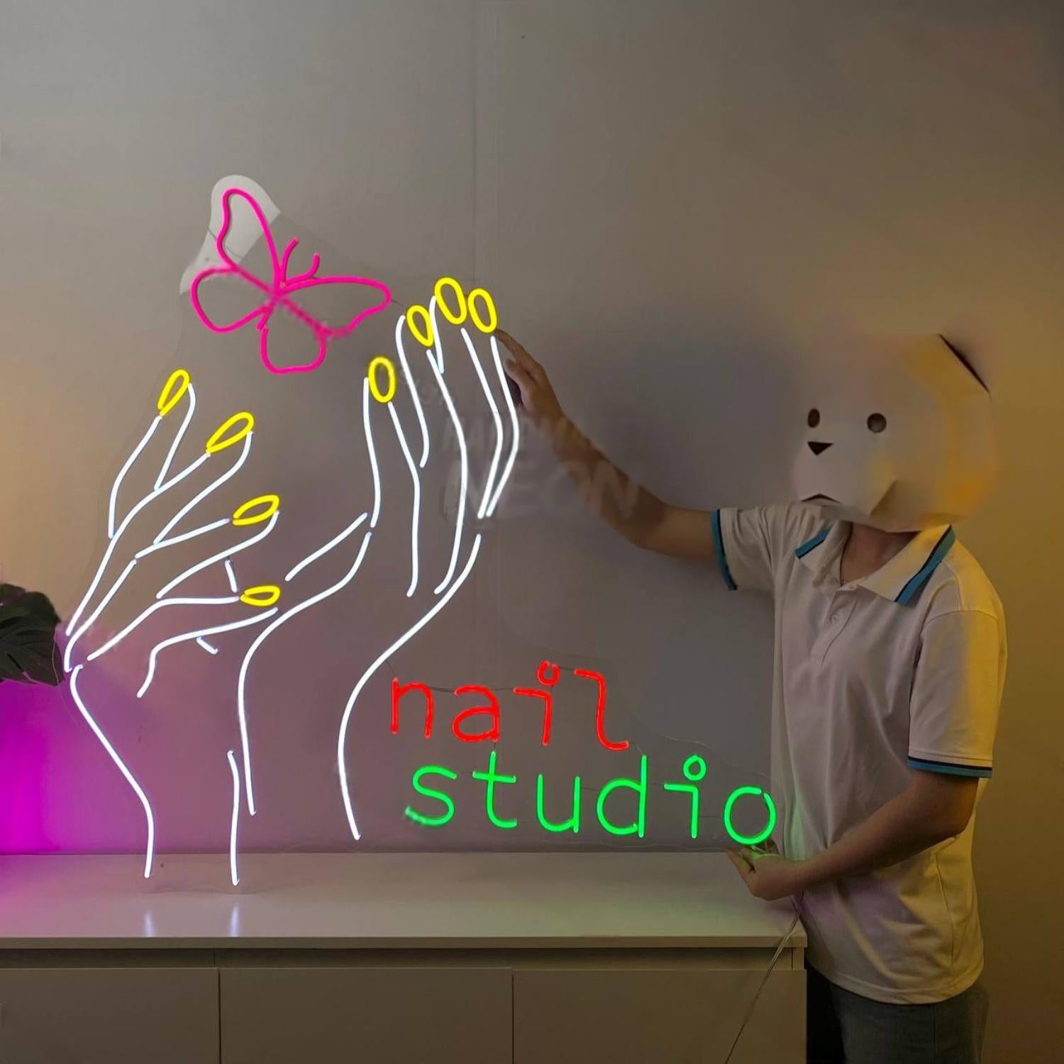 Hand Nail Butterfly Led Neon Sign Nail Salon Led Neon Sign | Shineneon