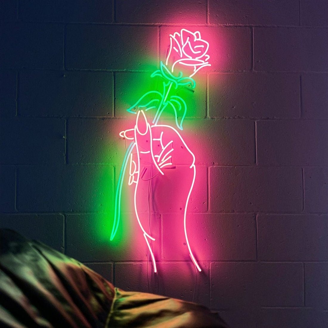Hand Of Love Rose Led Led Sign Business Neon Sign - Shineneon