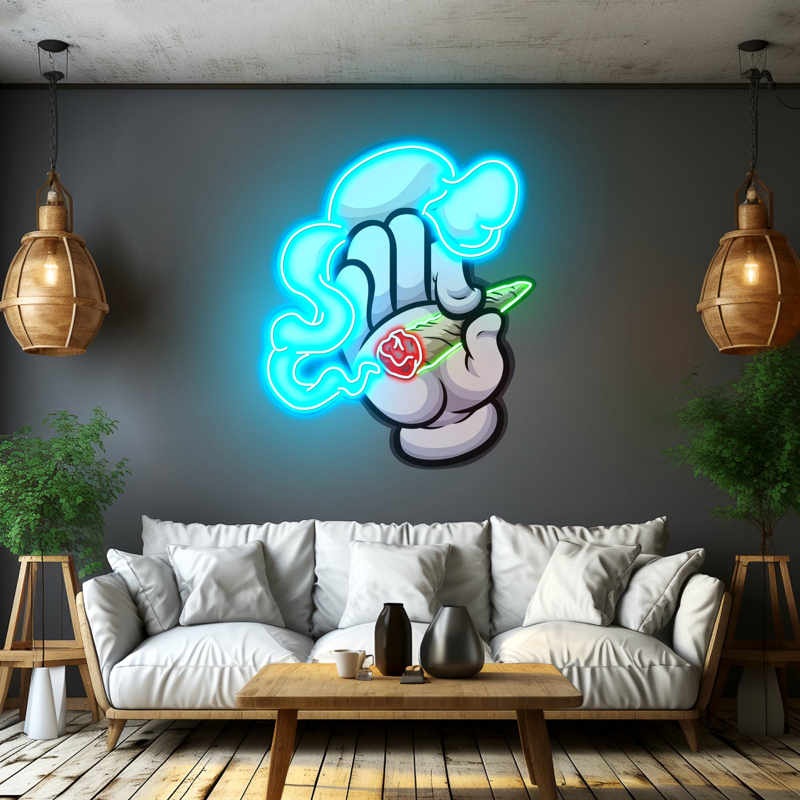Hand Smoker Custom Led Signs Artwork For Sale - Size and dimension reference