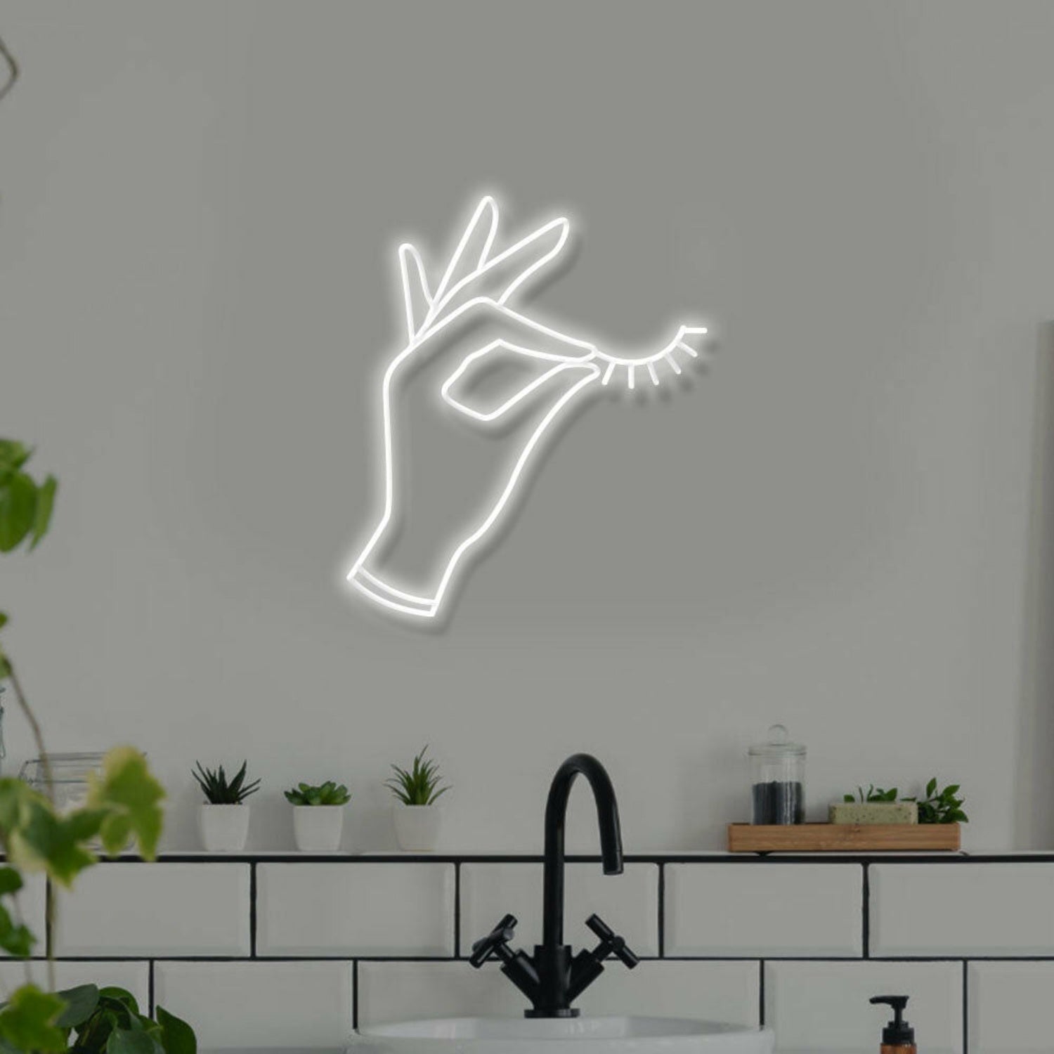 Hand With Lashes Led Neon Sign For Beauty Salons And Personal Care Spaces | Shineneon